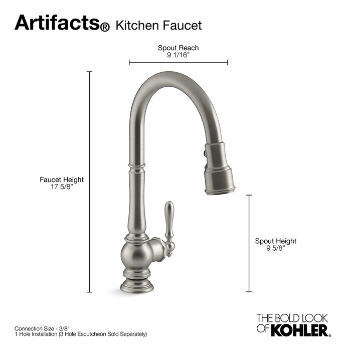 Kohler Artifacts® Pull Down Single Handle Kitchen Faucet & Reviews